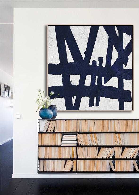 Navy Blue Minimalist Painting #NV181A - Click Image to Close